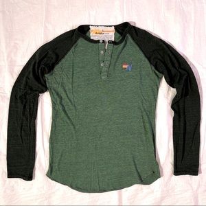 *Vintage* Aviator Nation Baseball Henley Tee - Adult S - Unisex - Heather Green